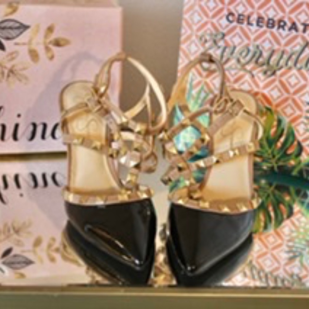 Jessica Simpson pretty black & brown heel shoes. Size 8.5